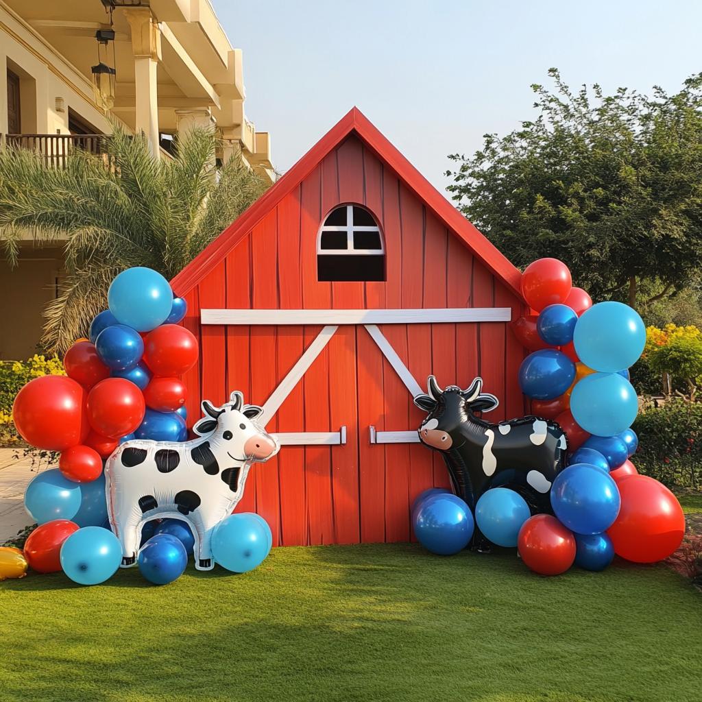 Red Barn Farm balloon decoration